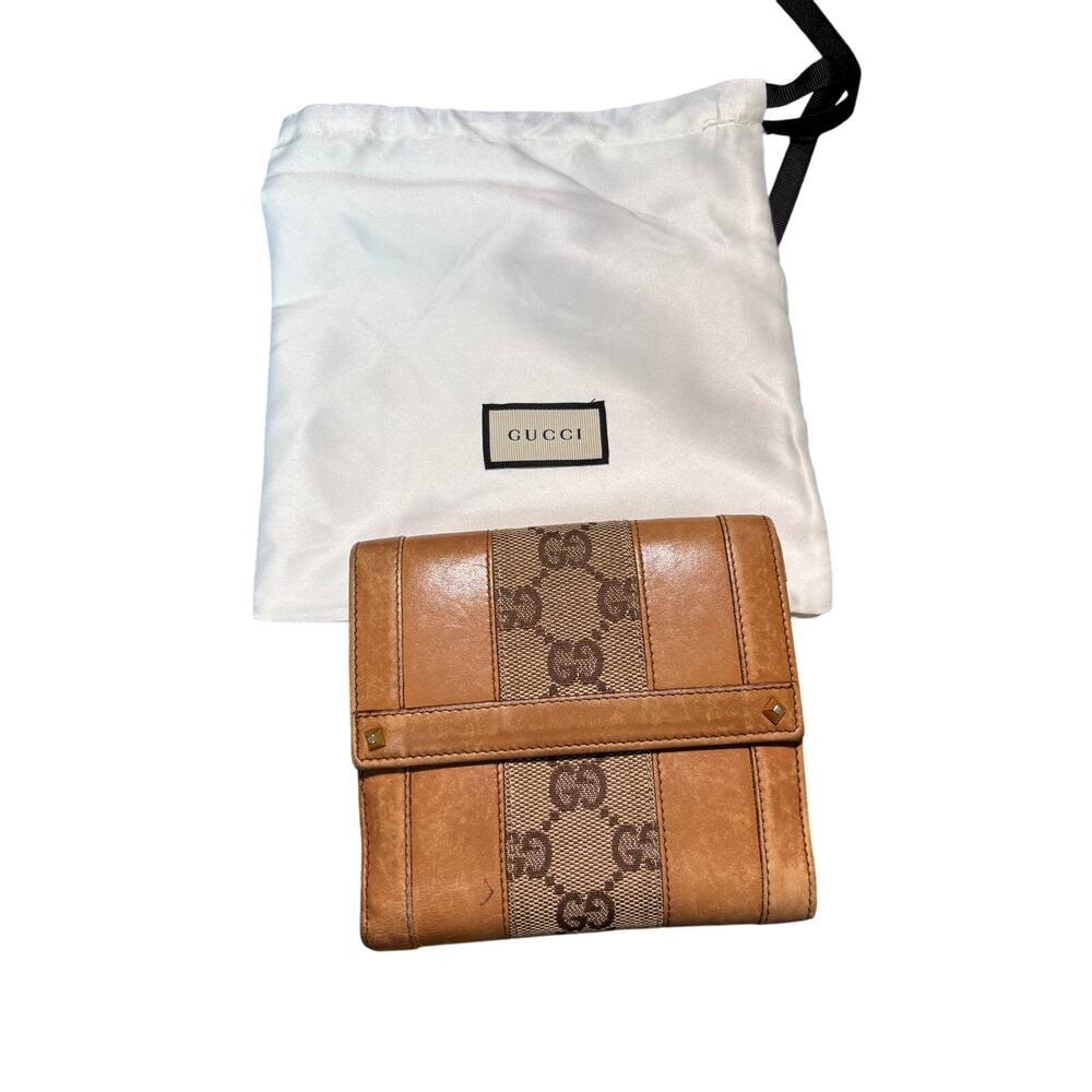 Vintage Gucci Leather and canvas bifold wallet